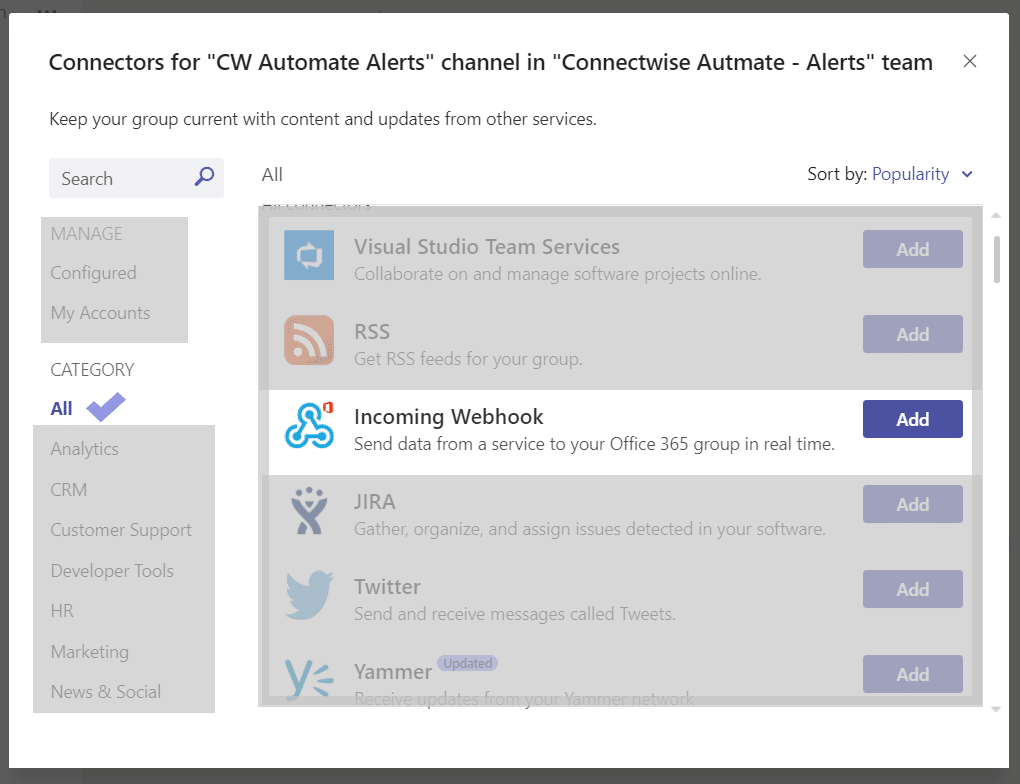 Incoming Webhook.